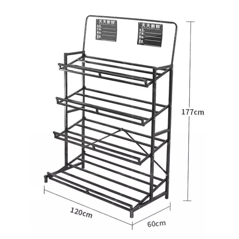 Generisch Verkaufsregal, Robustes Metallregal für Obst und Gemüse, 3/4-stufig, Grün-B, 120 x 60 x 177 cm, Supermarktregal mit hoher Tragkraft für die Lagerung von Lebensmitteln und Produkten