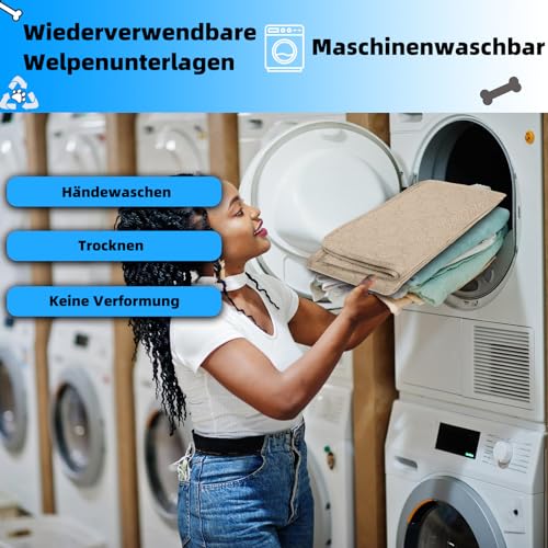 Waschbar Haustier-Urinunterlage, 2 Stück 100*70 cm Wiederverwendbare Welpenunterlagen Matte für Hunde, Super Saugfähig, Wasserdicht, Urinierunterlagen für Hunde, Auto, Reisen (Khaki * 2)