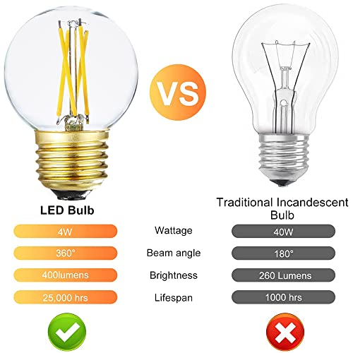 Dimmable G16.5 Led Bulbs,E26 Edison Led Light Bulbs,4W Equal 40 Watt Light Bulb,400Lmdaylight White 4000K,Globe Light Bulb For Pendant,Vintage Led Filament Edison Candle Bulb With Decorative,6Pack. #TOP4