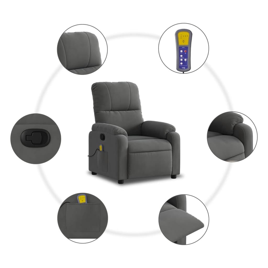 Sillón reclinable de Masaje Tela de Microfibra Gris Oscuro, Sillón De Relax, Sillon Masaje Relax, Sillon Relax Electrico, Hogar Sillon Relax, Sillones Comodos, Sofa Tantra - 373458