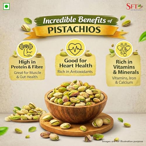 Image of SFT Premium Unsalted Pistachio Kernels 100g|Healthy Snacks, Dry Fruits, Pista| Super Crunchy & Delicious | Non GMO |, Rich In Protein, Phosphorus, | Dietary Fibre | Premium Nuts