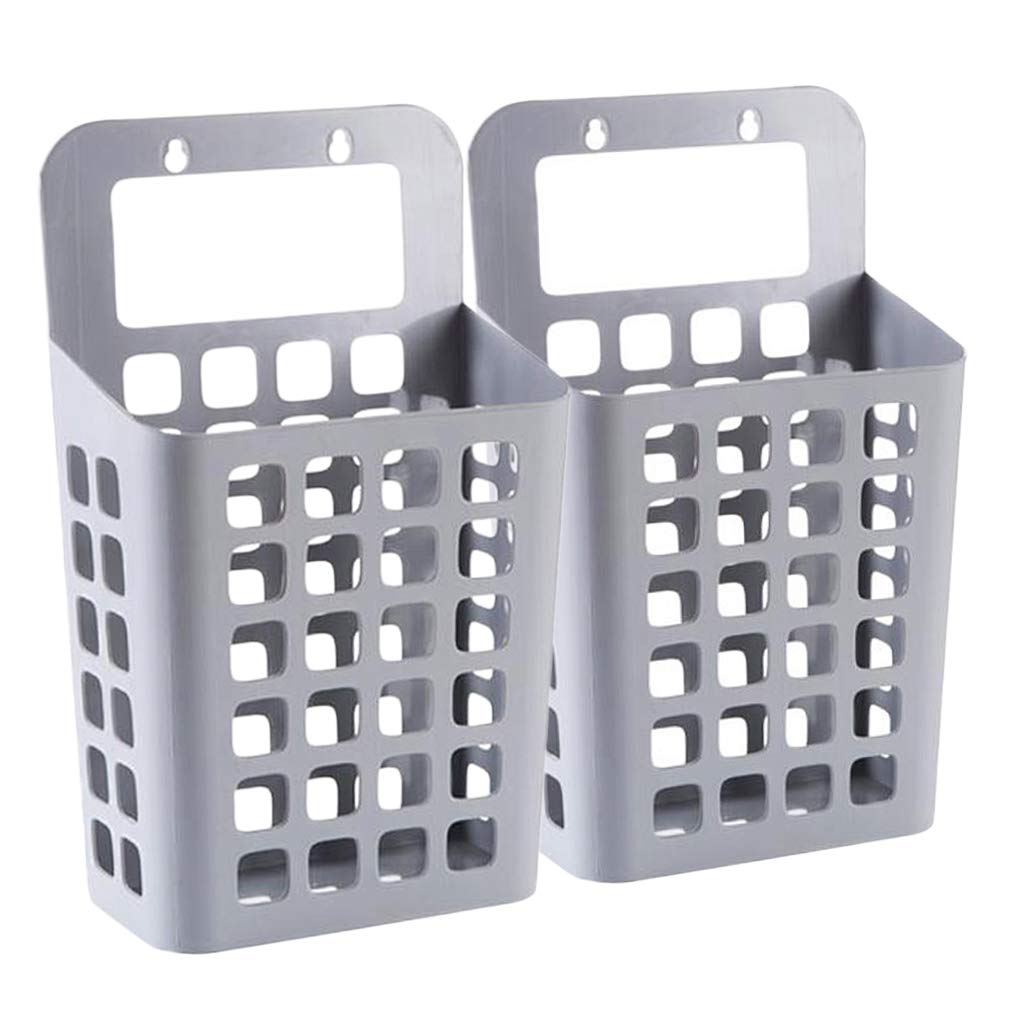 Fityle Set of 2 Plastic Hanging Laundry Hamper Dirty Clothes Basket - Toys Books Snacks Storage Box - Rectangle Shape with Stylish Open Holes