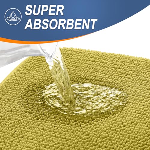 Image of OLANLY Thick Memory Foam Small Bathroom Rugs 24x16, Extra Soft Absorbent Bath Rug, Quick Dry Bath Mat, Non-Slip, Machine Washable Mat for Bathroom, Tub and Shower, Home Decor Accessories, Deep Mustard