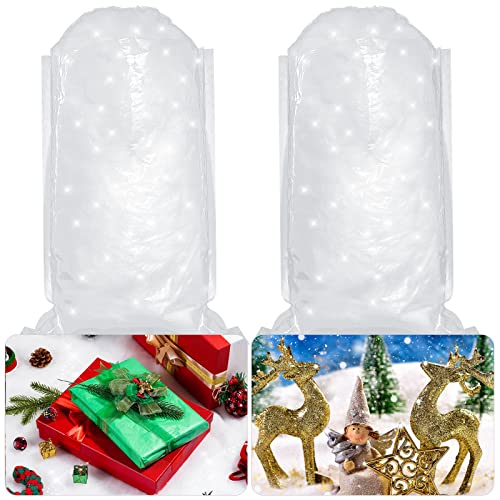 Christmas Fake Snow Decoration Glitter Artificial Snow Fluffy Snow Fiber Cotton Decor Indoor White Soft Christmas Snow for Christmas Mantle Nativity Village Set Winter Holiday Decor (10.58 Oz)