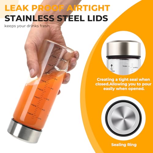 Sursip 12 oz Glass Juice Bottles – 4 Pack Wide Mouth Bottles with Stainless Steel Lids – Leakproof, BPA Free, Heat-Resistant Borosilicate Glass for Juicing, Smoothies, Milk, Protein, Beverage Storage - Image 6