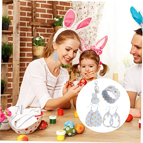 Yardenfun 2 Pares De Brincos De Páscoa Coelho Decoração Pulseira Chaveiro Para Chaves Couro Chaveiro