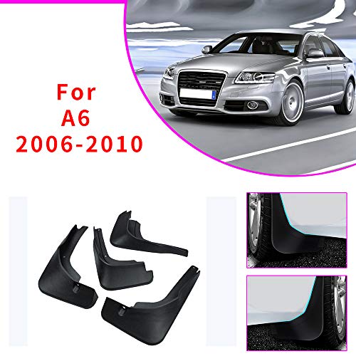 Cobear Avant Arrière Garde-boues Bavettes de Auto pour A UDI A6 C6 2006-2010 Personnalisation de la Voiture et Armatures de Caisse Noir 4 pièces/Ensemble