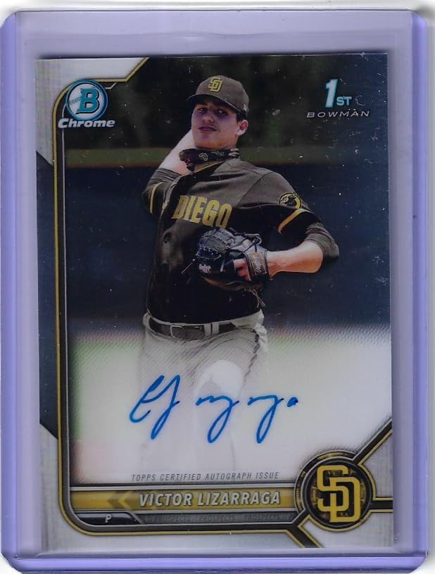 Victor Lizarraga Autographed 1st Bowman Card Bowman Chrome Prospect Auto Collectible Baseball Card - 2022 Bowman Chrome Baseball Card #CPA-VLA (Padres)