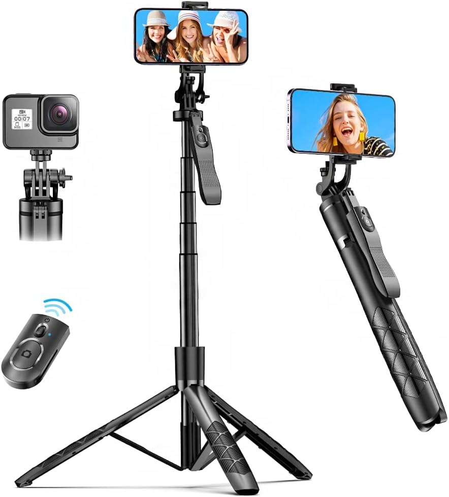 Hold UP Selfie Stick Tripod 61″ All in One Extendable Mobile Selfie Stick Tripod Stand with Wireless Remote 360° Rotation for iPhone and Android Phone Selfies, Video Recording. Hold UP Selfie Stick Tripod 61″ All in One Extendable Mobile Selfie Stick Tripod Stand with Wireless Remote 360° Rotation for iPhone and Android Phone Selfies, Video Recording.