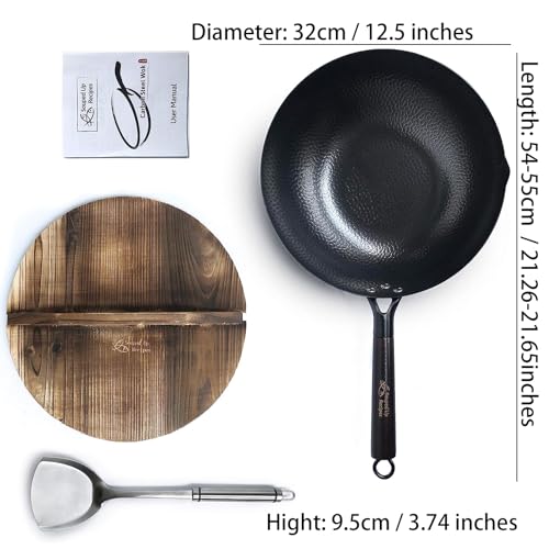 Souped Up Recipes Carbon Steel Wok For Electric, Induction and Gas Stoves (Lid, Spatula and User Guide Video Included) (Wok Set with Wooden Lid) Souped Up Recipes Carbon Steel Wok For Electric, Induction and Gas Stoves (Lid, Spatula and User Guide Video Included) (Wok Set with Wooden Lid)