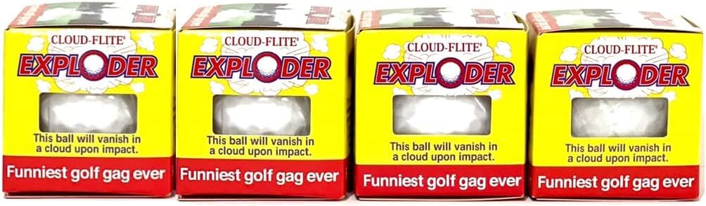 JP Lann Exploding Golf Balls (Sleeve of 4) - Prank Golf Balls That Explode Into A Cloud of White Smoke Upon Impact - Funny Novelty Golf Gag Gift for Golfers
