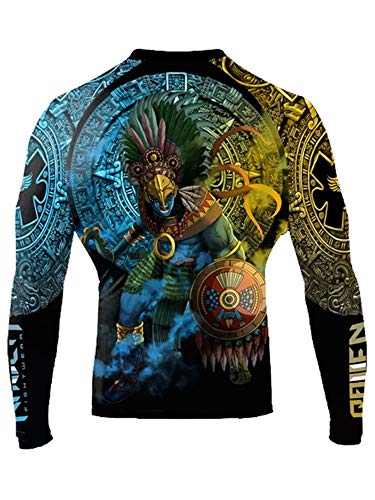 Raven Fightwear Men's Huitzilopochtli Aztec Rash Guard MMA BJJ Black 2X-Large