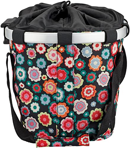 KLICKfix Unisex – Erwachsene Happy Flowers Fahrradkorb, Bunt, 15 Liter