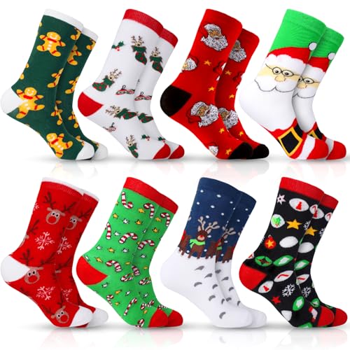 ZZXLOPEZ 8 Pares Calcetines de Navidad e Invierno, de Algodón para Mujer Con Animales Lindos, Térmicos - Gran Regalo para Familiares y Amigos