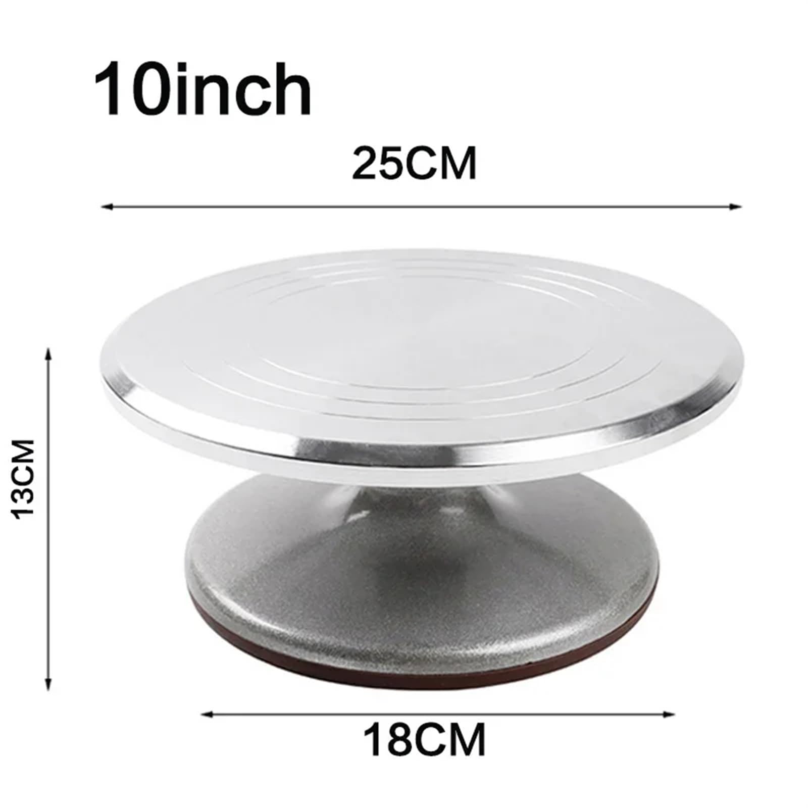 Plateau tournant pour gâteaux Ensemble de décoration en alliage d'aluminium 12 pouces, plateau tournant for gâteaux, moule à gâteau, ensemble d'outils cuisson(Silver-10 inch)