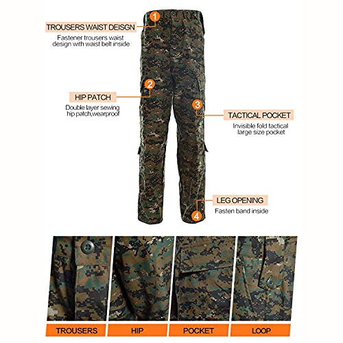 image for LANBAOSI Men's Tactical Jacket and Pants Military Camo Hunting ACU Uni