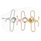 25mm 30mm 316L Stainless Steel Locket Bracelet Floating Charms Locket Clear Glass Locket with Adjust