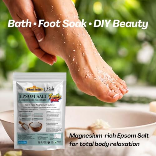 Image of Pure Epsom Salt for Bath Soak & Foot Soak | Magnesium Sulfate Crystals for Muscle Relaxation, Body Detox & Skin Care (Epsom Salt - 1.3KG)