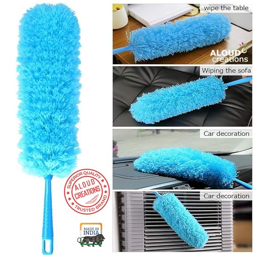 Image of ALOUD CREATIONS 2Pc Microfiber Feather Duster for Cleaning | Washable Duster for Home, Office, Bedroom, Car | for Cleaning Ceiling Fans, Curtains, Web | Red & Blue Colour