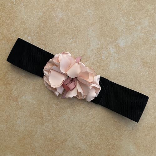 YOU&M Women's Stretch Waist Belts Handmade-Flower Sweet Wide Elastic Corset for Elegant Wedding Dress Accessories3