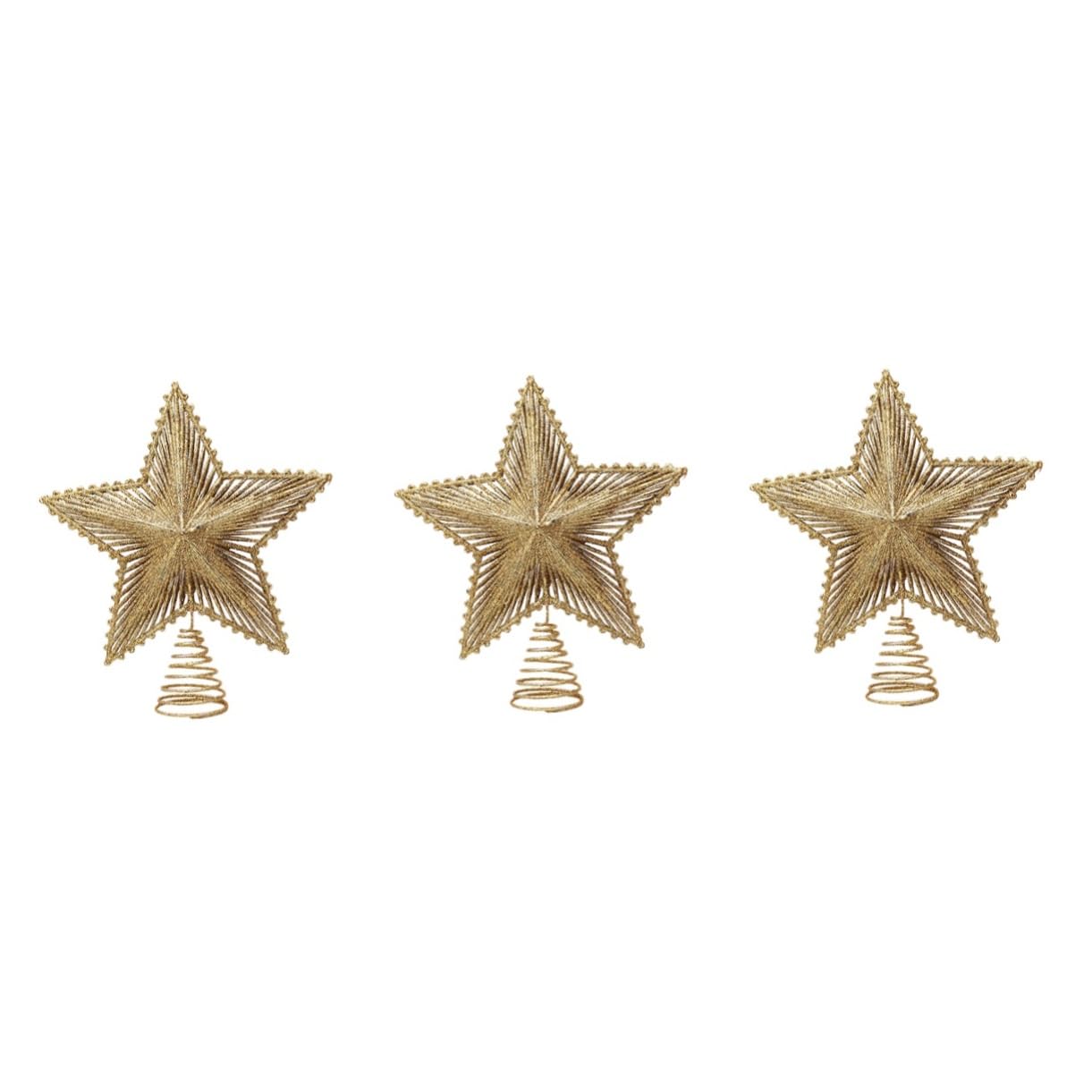 Cabilock 3 Piezas De Adorno para Árbol De Navidad con Purpurina Estrella De Hierro Decoración para Copas De Árbol Luces Led Ideal para Vacaciones Decoración del Hogar