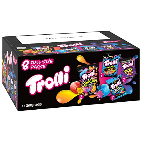 Trolli Sensations Variety Pack | 2 Trolli Sour Brite Crawlers, 2 Trolli Sour Bursting Crawlers, 2 Trolli Gummi Creations, 2 Trolli Sour Brite Eggs | Individual Bags of Sour Candy | 53 oz Box