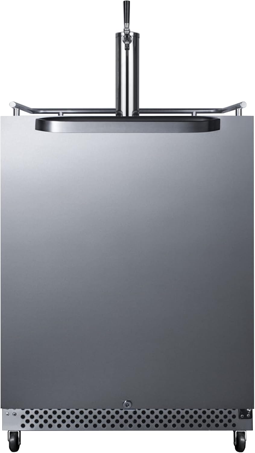 Summit Appliance SBC696OSWKD 24" Wide Built-In Outdoor Wine Kegerator, Weatherproof, Full-Sized Wine Dispenser, Complete Tap Kit, Automatic Defrost, Digital Thermostat, High/Low Temperature Alarm