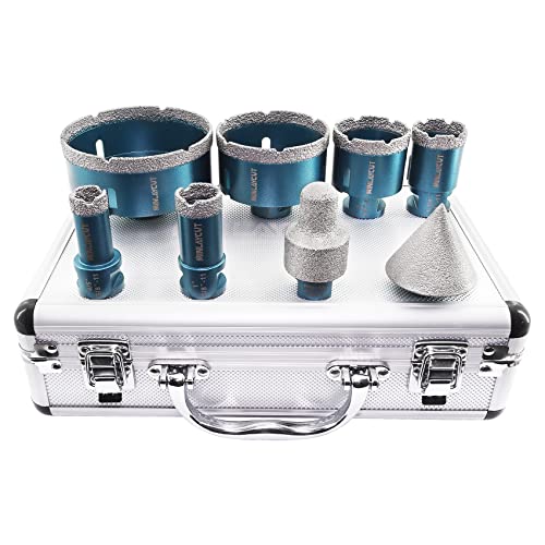Minlaycut Diamond Core Drill Bits Set - Tile Hole Saw Kit 20/25/35/50/75/100Mm+20-35Mm Milling Bit+2" Tile Chamfer Bit For Porcelain Ceramic Tile Granite Marble #TOP5