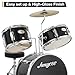 Drum Set 3-Piece for Beginners, Complete Full Size Kit with Bass, Toms, Snare, Stands, Cymbal and Drumsticks