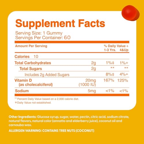Image of Vitamin D3 + K2 1000IU Gummy Vitamins for Kids (60 Day Supply) by Feel Great Vitamin Co | 60 Gummies | Delicious Plant Based Gummies | Supports Healthy Bones, Teeth, Mood, Immune System*