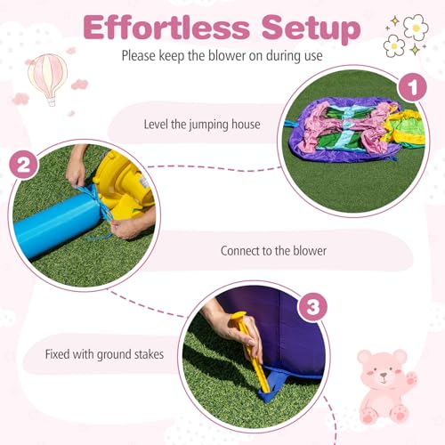 HONEY JOY Inflatable Bounce House with Slide Gift Box Kids Castle Slide Bouncer Without Blower - Image 8