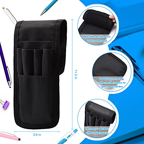 Katolk 2 Pcs Belt Pen Holder, Multifunctional Adjustable Tactical Pencil Pouch, Detachable Military Duty Pencil Sleeve Case, Can Hold Pens, Rulers And Scissors, Black #TOP2