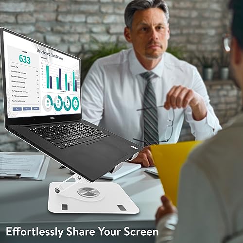 Image of Uncaged Ergonomics Swivel Laptop Stand for Desk, Adjustable Computer iPad Stand for Desk w / 360 Rotation, Portable Laptop Holder for Home Office Ergonomic Supplies (White)