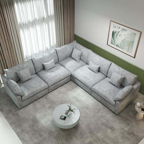 LovingAHome Modern V-Shape Sectional Sofa for Living Room, 5-Seater Comfy
