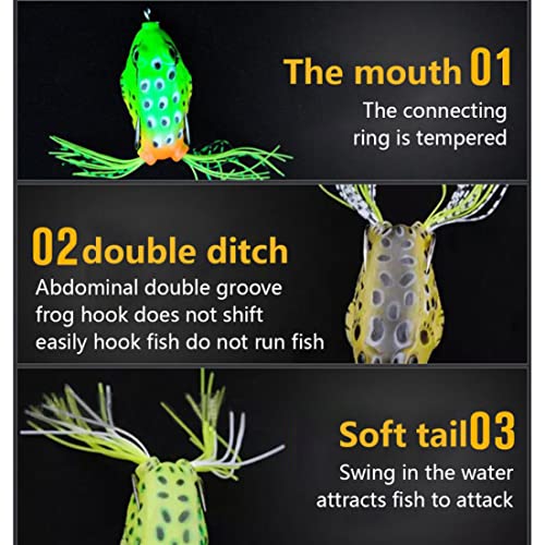 Aeiofu Topwater Frog Lure Crankbait Tackle Soft Fishing Baits For Freshwater Saltwater Fishing Lure Fishing Soft Lure Simulated Frog Bait Soft Frog Fishing Lure 5Pcs #TOP2