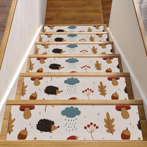 Alfombras para escaleras con base adherente lavable de tejido texturizado gris 2