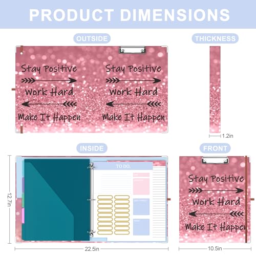 Image of 3 Ring Binder, 0.75 Inch Binder Organizer with 5 Tab Dividers, File Folder Labels, A4 Memo Pad & to Do List Planners for Women, Men, School Supplies and Office Supplies, Word Hard