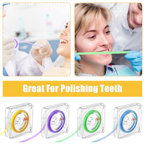 Image of 4 Rolls Tooth File 4mm x 6m, Dental Polishing Strips, Tooth Polisher Tools in Between Teeth Stain Remover, Teeth Polishing Kit, Dental Tape Sanding Strips for Teeth Polish