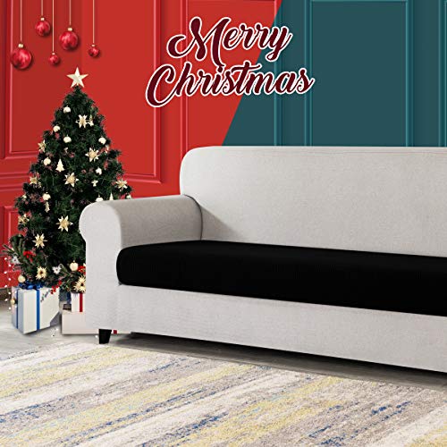 Image of Chunyi Jacquard Polyester Spandex Cushion Slipcover (Sofa Cushion, Black)