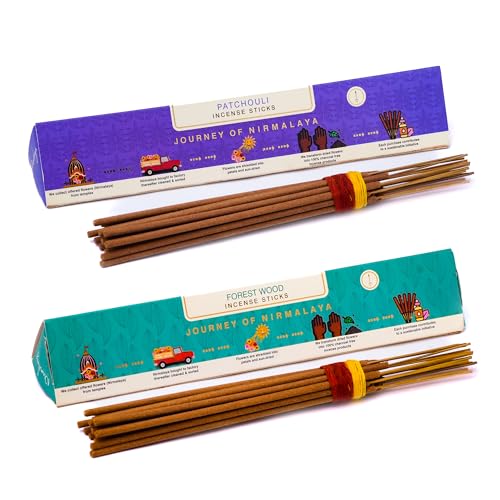 Image of Nirmalaya Patchouli & Forestwood Incense Sticks 80 Sticks | 100% Natural Charcoal-Free Agarbatti from Sacred Temple Flowers | Organic Handmade for Pooja, Meditation, Yoga & Aromatherapy