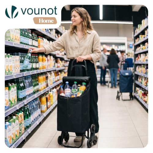 VOUNOT® Einkaufstrolley Treppensteiger, Trolly Einkaufswagen Klappbar, Hackenporsche mit 3 Räder...
