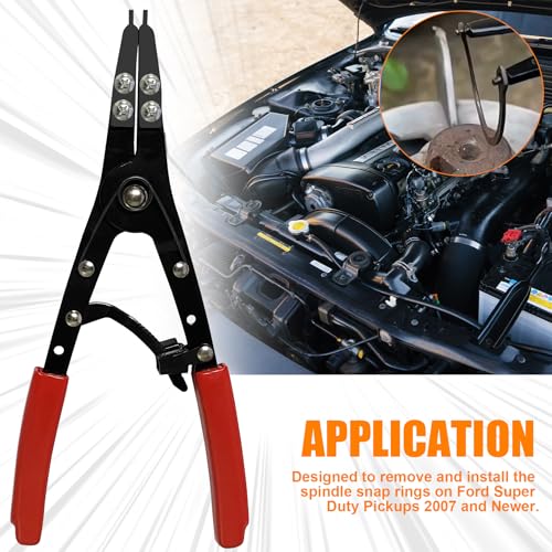 Image of 38700 Spindle Snap Ring Pliers External, 10 inch Large Snap Ring Pliers Heavy Duty Circlip Pliers Car Repair Tools Kit for for Ford SD Uninstall Remove Tools with Ratchet Locking 2026 Upgraded (Red)