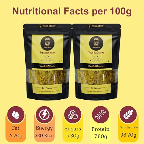 Image of Being Bania Special Chiwda | Lite Chidwa | Chivda | Diet Mixture | Famous Indian Snack | Roasted Namkeen | No preservatives | All natural and Fresh snack 150g (Pack of 2)