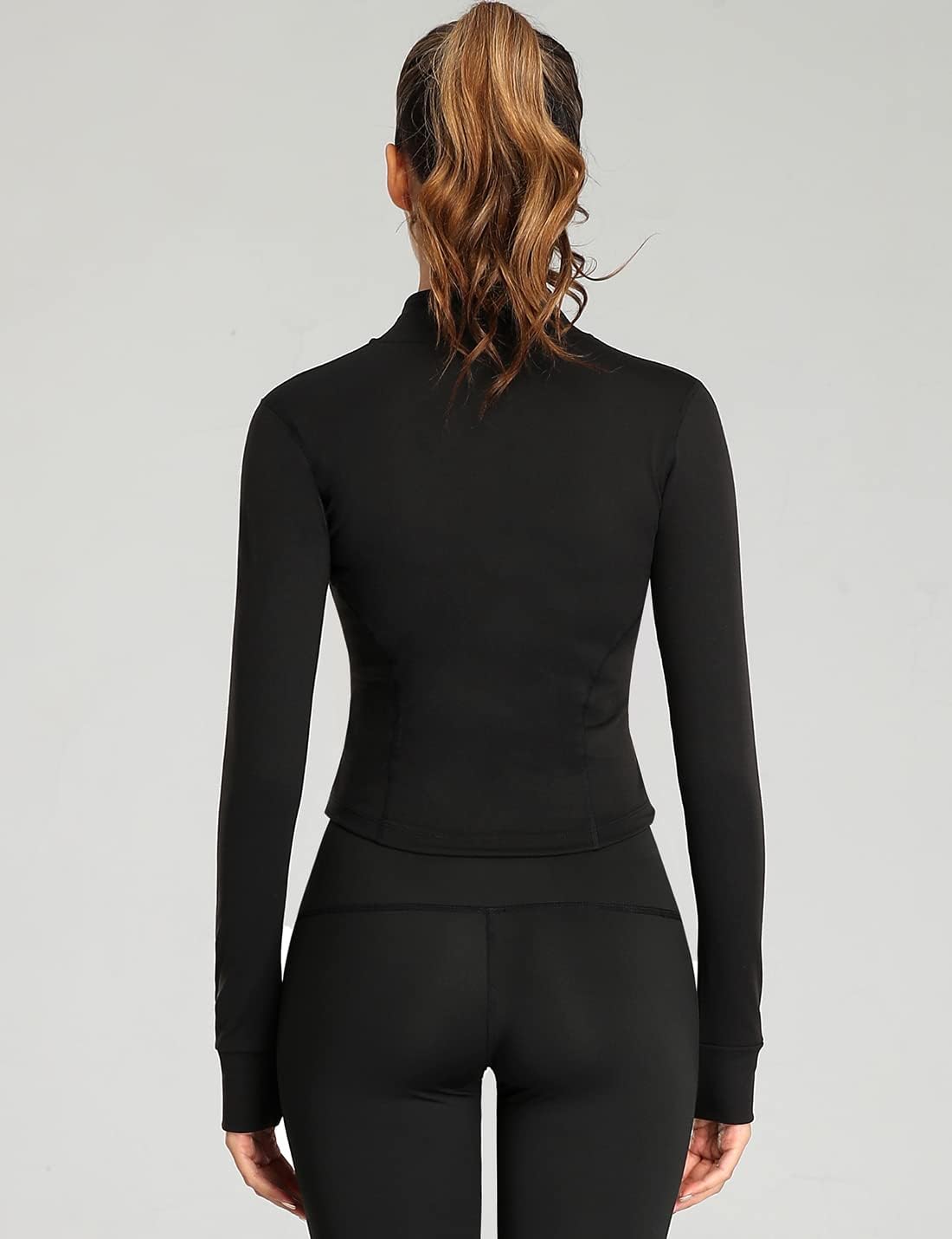 Gnveub Women’s Sports Running Jacket Slim Fit Stretchy Full Zip Athletic Workout Lightweight Jacket with Thumb Holes