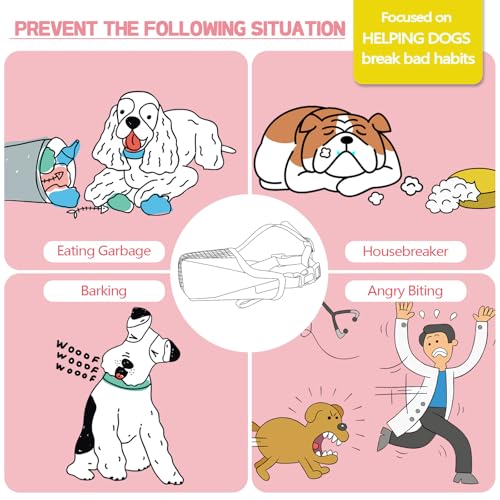 Image of Dog Muzzle, Soft Mesh No Barking Pet Muzzles for Small Medium Large Sized Dogs, Breathable Drinkable Dog Mouth Guard Adjustable Puppy Muzzle to Prevent Dogs Biting Chewing and Licking, Pink