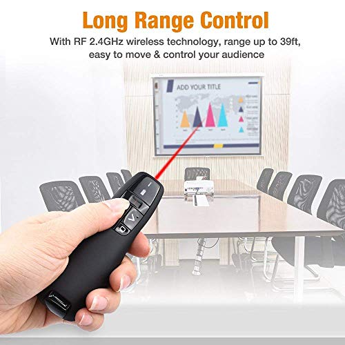 Image of SPIN CART Wireless Presenter Remote, 2.4GHz Wireless USB Presenter PowerPoint Remote PPT Clicker for Presentation