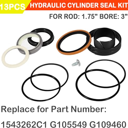 Image of Rod: 1.75 inch BORE: 3 inch Hydraulic Cylinder Seal Kit 1543262C1 G105549 G109460 for Case 580 Super E, 580 Super K, 580C, 580D, 580 Super D, 580K, 680K, 680L, 850B, 850C, 855C etc