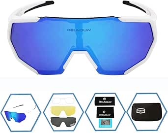 Sports Sunglasses With 4 Lenses - Polarized Cycling Glasses For Running, Fishing & Outdoor Sports