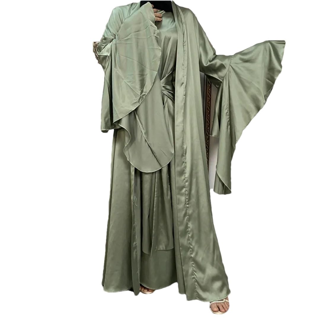 LNNSHX 2-teiliges Abaya-Set, Lange Ärmel vorne, langes Kleid, muslimische Frau, Dubai, islamische Kleidung, Hijabi, bescheidene Outfits, Ramadan