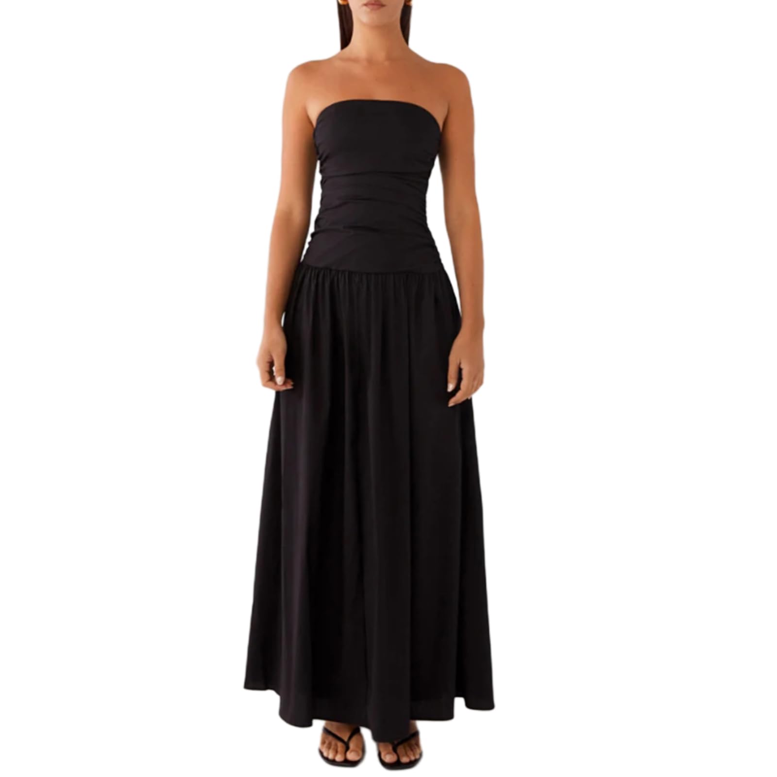 Women Tube Top Maxi Dress Summer Strapless Backless Bodycon Long Bandeau Dress Elegant Off Shoulder A Line Dresses